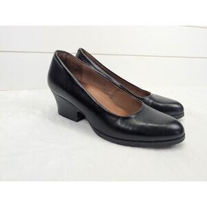 L'Amour Des Pieds JOLANDA Pumps Size 9.5 Black Block Heel Leather Old Money